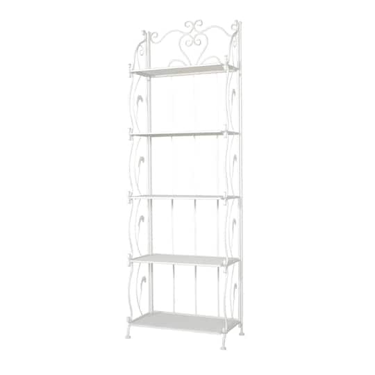 White Iron French Country Bakers Rack, 73&#x22; x 24&#x22; x 13&#x22;